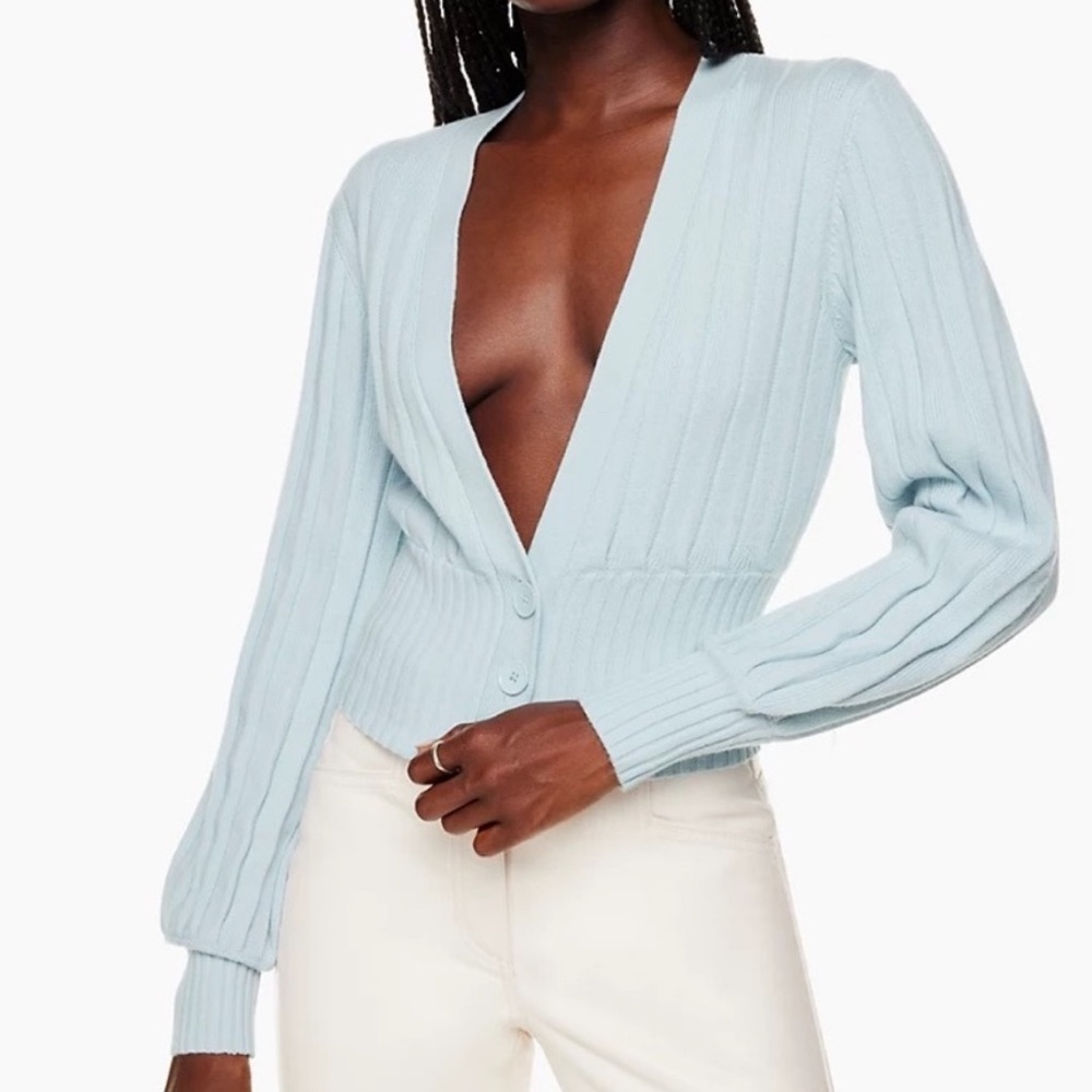 Aritzia/Wilfred Plunge Front top - Sz XS Aura Blue